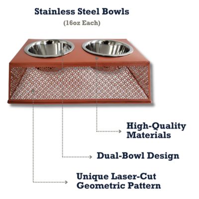 Image showing  4-Cup Southern Style Punch Elevated Metal Double Diner Pet Bowl Set