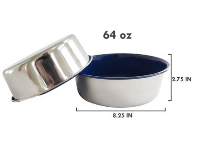 Image showing  Colored Dishwasher Safe Stainless Steel Heavy Dog Bowls, 2 Bowls