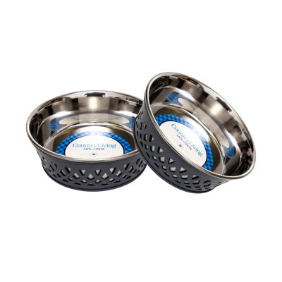 Country Living Eco-Friendly Set Of 2 Farmhouse Style Stainless Steel Dog Bowl