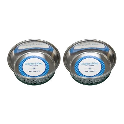 JMP Farmhouse Metal Punchout Dishwasher Safe Stainless Steel Dog Bowls, 2-Bowls