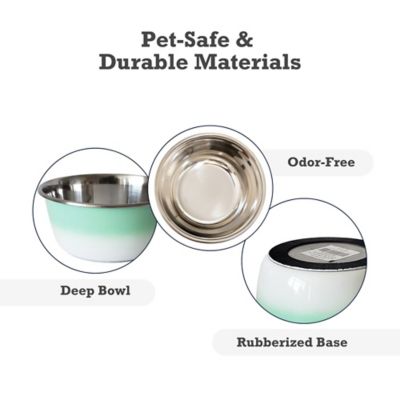Image showing 6 th JoJo Modern Pets Deep Dishwasher Safe Durobolz Dog Bowl with Rubber Bottom Set, 2 ct.