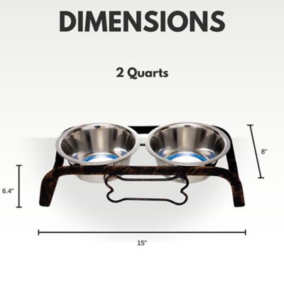 Image showing  Rustic Dog Bone Elevated Feeder - 2 Stainless Steel Bowls