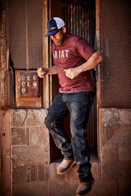 Image showing  Men's Rebar Cotton Strong Block Logo Short -Sleeve Work T-Shirt