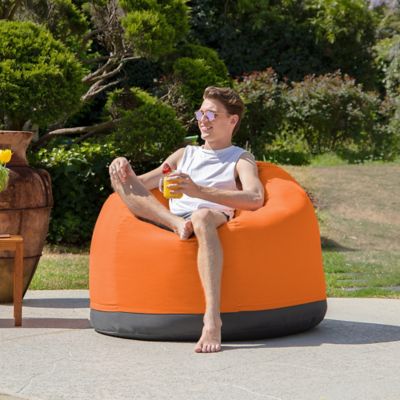 Image showing  Palmetto Round Outdoor Bean Bag Chair, Tangerine