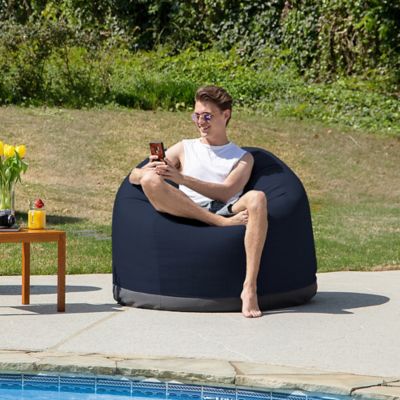 Image showing  Palmetto Round Outdoor Bean Bag Chair, Indigo