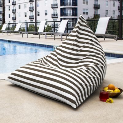 Image showing  Twist Outdoor Bean Bag Chair, Taupe/Stripes
