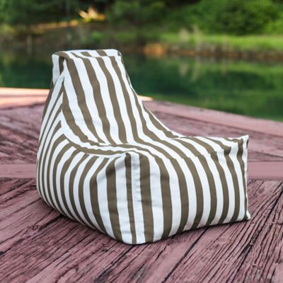 Image showing  Juniper Outdoor Bean Bag Patio Chair, Taupe/Stripes