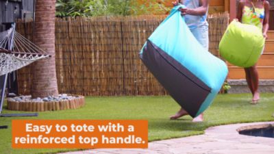 Image showing  Juniper Outdoor Bean Bag Patio Chair, Taupe/Stripes