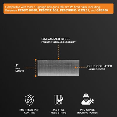 Image showing  2 in., 18 ga. Glue Collated Brad Nails, 5,000 ct.