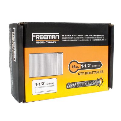 Freeman 16-Gauge 1-1/2 in. Glue Collated Construction Staples with 7/16 in. Crown (1000 Count)