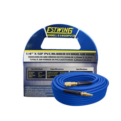 Estwing 1/4 in. x 50 ft. PVC/Rubber Hybrid Air Hose with Brass Industrial Fitting and Universal Coupler