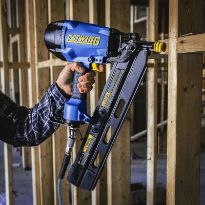 Image showing 7 th Estwing 3-1/2 in. Pneumatic 21 Degree Framing Nailer, Adjustable Metal Belt Hook, 1/4 in. NPT Industrial Swivel Fitting & Bag
