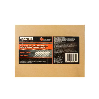 Image showing 6 th Freeman 0.131 x 3-1/4in. 8 ga. 21 Degree Plastic Collated Brite Finish Framing Nails, 2,000 ct.