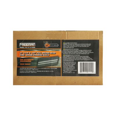 Image showing 5 th Freeman 0.131 x 3-1/4in. 8 ga. 21 Degree Plastic Collated Galvanized Ring Shank Full Round Head Framing Nails, 2,000 ct.