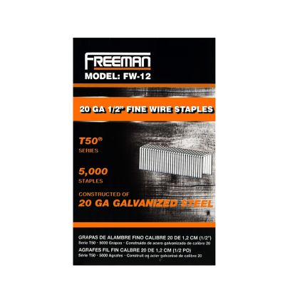 Image showing 6 th Freeman 1/2 in. 20-Gauge Fine Wire Staples, 5,000 ct.