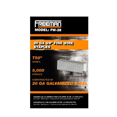 Image showing 6 th Freeman 3/8 in. 20-Gauge Glue Collated Fine Wire Staples, 5,000 ct.