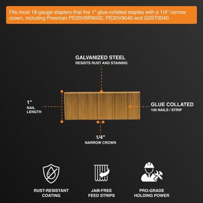 Image showing  18-Gauge 1 in. Glue Collated Narrow Crown Staples (1000 Count)