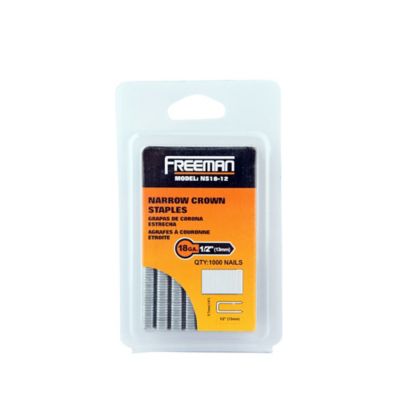 Freeman 18 Gauge 1/2 in. Narrow Crown Staples,1,000 ct., NS18-12