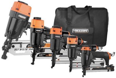 Freeman 5 pc. Framing and Finishing Nailers and Staplers Combo Kit with Canvas Bag, P5FRFNFWSCB