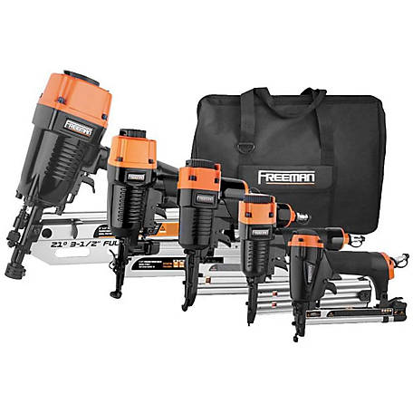 Freeman 5 pc. Framing and Finishing Nailers and Staplers Combo Kit with Canvas Bag, P5FRFNFWSCB