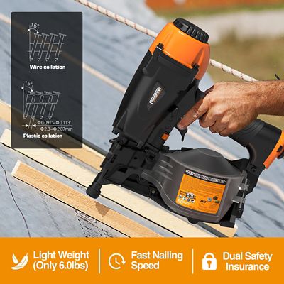 Image showing  2-1/2 in. Pneumatic 15 Degree Coil Siding Nailer with Adjustable Metal Belt Hook