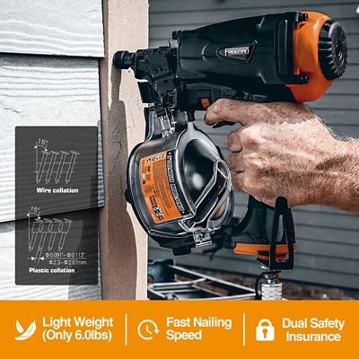 Image showing  2-1/2 in. Pneumatic 15 Degree Coil Siding Nailer with Adjustable Metal Belt Hook