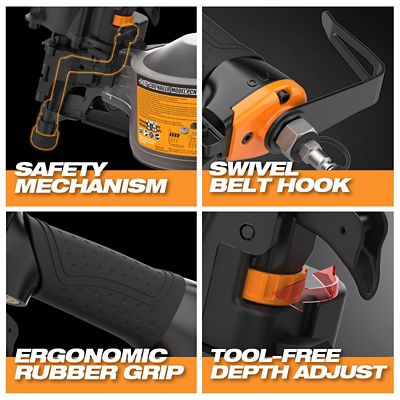 Image showing 5 th Freeman 2-1/2 in. Pneumatic 15 Degree Coil Siding Nailer with Adjustable Metal Belt Hook