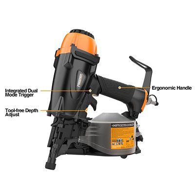 Image showing 7 th Freeman 2-1/2 in. Pneumatic 15 Degree Coil Siding Nailer with Adjustable Metal Belt Hook