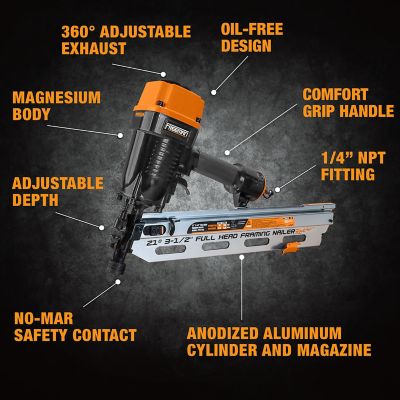 Image showing 6 th Freeman 3-1/2 in. Pneumatic 21 deg. Framing Nailer with Case