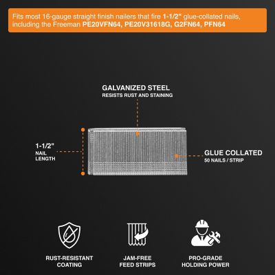 Image showing  16 ga. 1-1/2 in. Glue Collated Straight Finish Nails, 1000 ct.