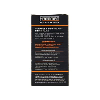 Image showing 6 th Freeman 16 ga. 1-1/2 in. Glue Collated Straight Finish Nails, 1000 ct.