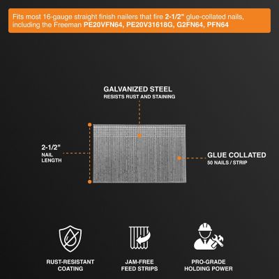 Image showing  16 ga. 2-1/2 in. Glue Collated Straight Finish Nails, 1000 ct.