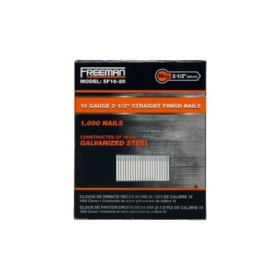 Image showing 5 th Freeman 16 ga. 2-1/2 in. Glue Collated Straight Finish Nails, 1000 ct.