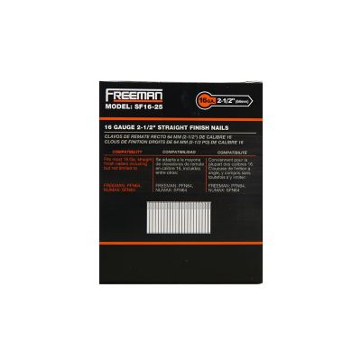 Image showing 6 th Freeman 16 ga. 2-1/2 in. Glue Collated Straight Finish Nails, 1000 ct.