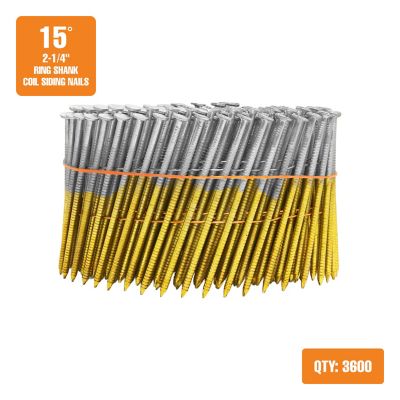Image showing  15 deg. 2-1/4 in. Wire Collated Galvanized Ring Shank Coil Siding Nails, 3600 ct.