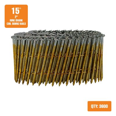 Image showing  2 in. 11 ga. 15 deg. Wire Collated Galvanized Ring Shank Coil Siding Nails, 3,600 ct.