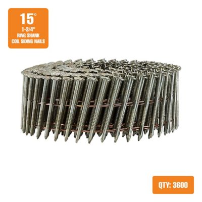 Image showing  15 deg. 1-3/4 in. Wire Collated Hot Dipped Galvanized Ring Shank Coil Siding Nails, 3600 ct.