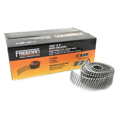 Freeman 15 Degree .092 in. x 2 in. Wire Collated Galvanized Ring Shank Coil Siding Nails (3600 Count)
