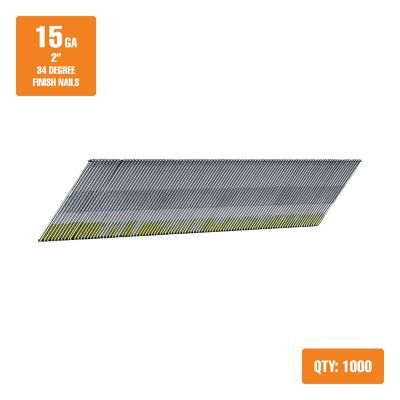 Image showing  15 ga. 34 deg. Angle 2 in. Tape Collated Stainless Steel Finish Nails, 1000 ct.