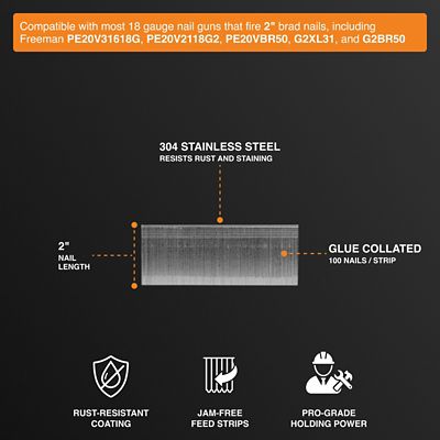 Image showing  2 in. 18 ga. Glue Collated Stainless Steel Brad Nails, 1,000 ct.
