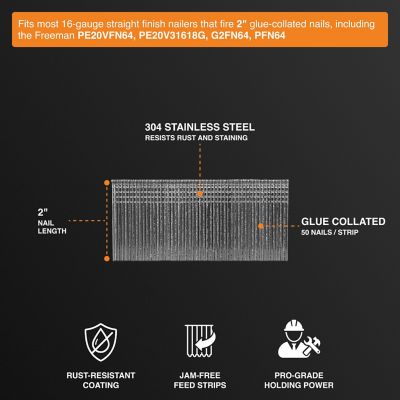 Image showing  16 ga. 2 in. Glue Collated Stainless Steel Straight Finish Nails, 1000 ct.