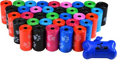 Downtown Pet Supply Bone Bag Dispenser and Dog Poop Bags, 700 Bags, Rainbow Paws