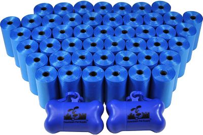Downtown Pet Supply 2 Bag Dispensers and Bulk Dog Poop Bags, 1,000 Bags, Blue