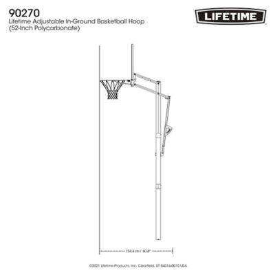 Image showing 9 th Lifetime In-Ground Steel-Frame Basketball Hoop with Action Grip Adjust, 52 in.