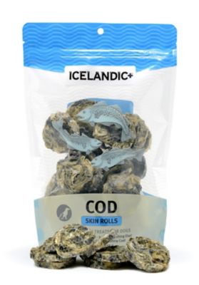 Icelandic+ Cod Skin Rolls Dog Chew Treats, 3 oz. Great crunchy treat!