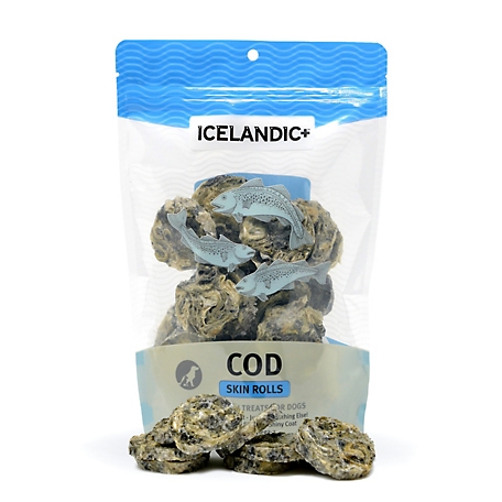 Icelandic+ Cod Skin Rolls Dog Chew Treats, 3 oz.