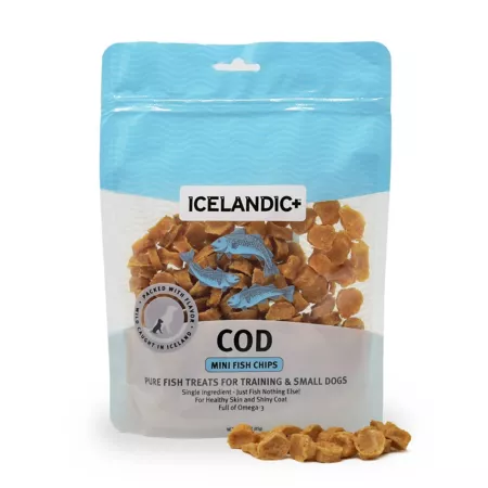 Icelandic+ Mini Cod Fish Chips Dog Chews 3 oz. Dog Biscuits & Cookies