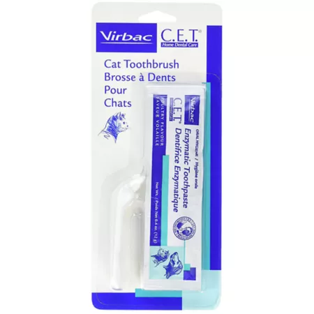 Virbac C.E.T Toothbrush with Poultry Flavor Toothpaste for Dogs and Cats 0.05 lb. Dog Teeth Cleaning & Breath Freshening