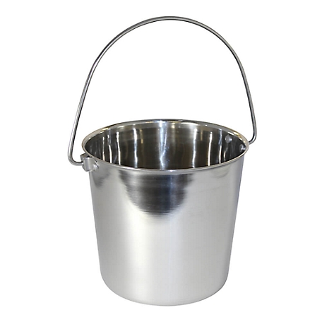 OmniPet by Leather Brothers Pail Round Stainless Steel Pet Bowl with Rivets, 8 Cups, 1 pk.