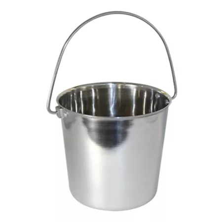 OmniPet by Leather Brothers Round Stainless Steel Pet Bucket with Rivets 8 Cups 1 Pack Pet Waterers & Fountains